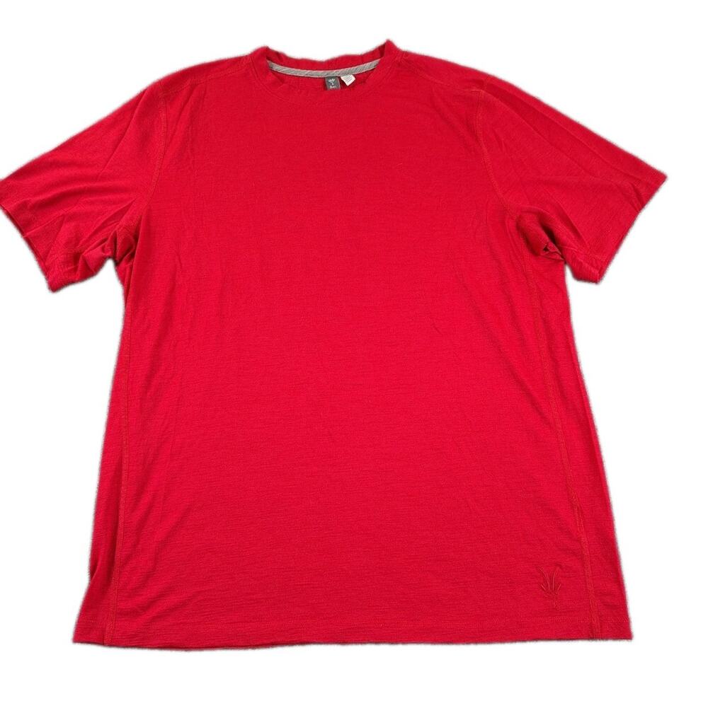 Ibex Shirt Mens L Red 100% Merino Wool Made in USA Crewneck Quick Dry Stretch SS